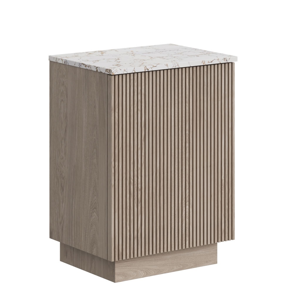 Crosswater Limit Modern Oak 600mm Floorstanding Vanity Unit & Gold Vein Estatuario Worktop Specification Sheet